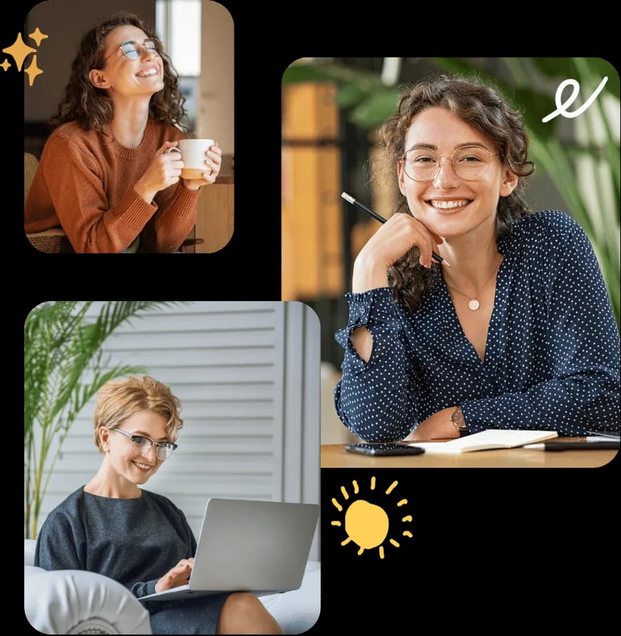 Online terapi görüşmelerine kendi evinden katılan danışanlardan oluşan bir kolaj
